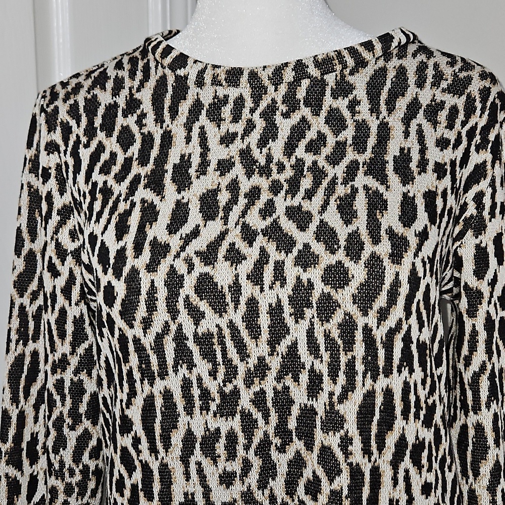 LOFT Petite Leopard Animal Print Long Sleeve Midi Sweater Dress MP Medium P - Picture 4 of 9
